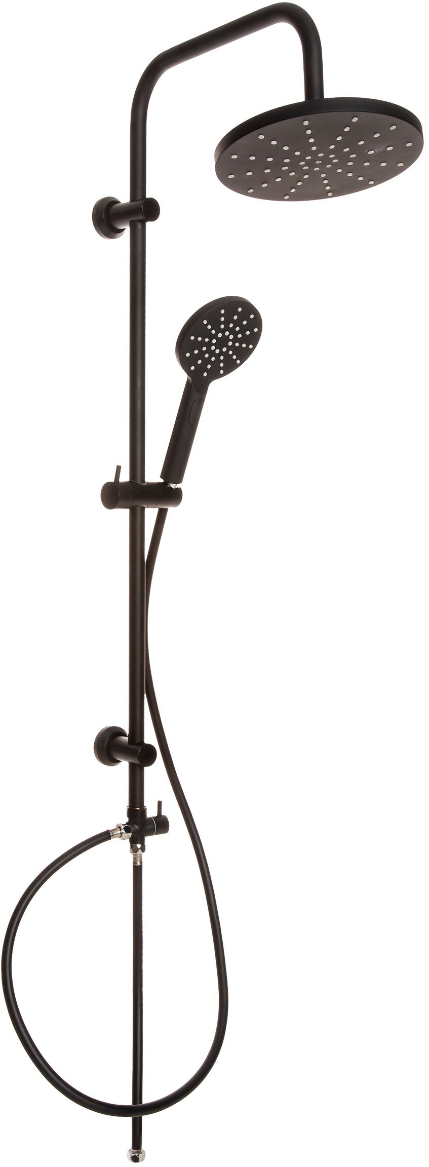 Invena Black conjunto de ducha a pared con rociador con efecto lluvia negro AU-03-D04