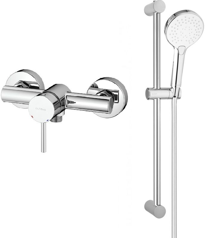 Conjunto grifo para ducha Oltens Molle 33000100, barra de ducha Oltens Alling 37300100, 37101110, 37201100