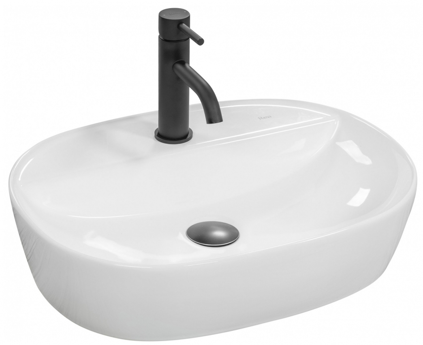 Rea Carina lavabo 50x38.5 cm oval sobre encimera blanco REA-U0568