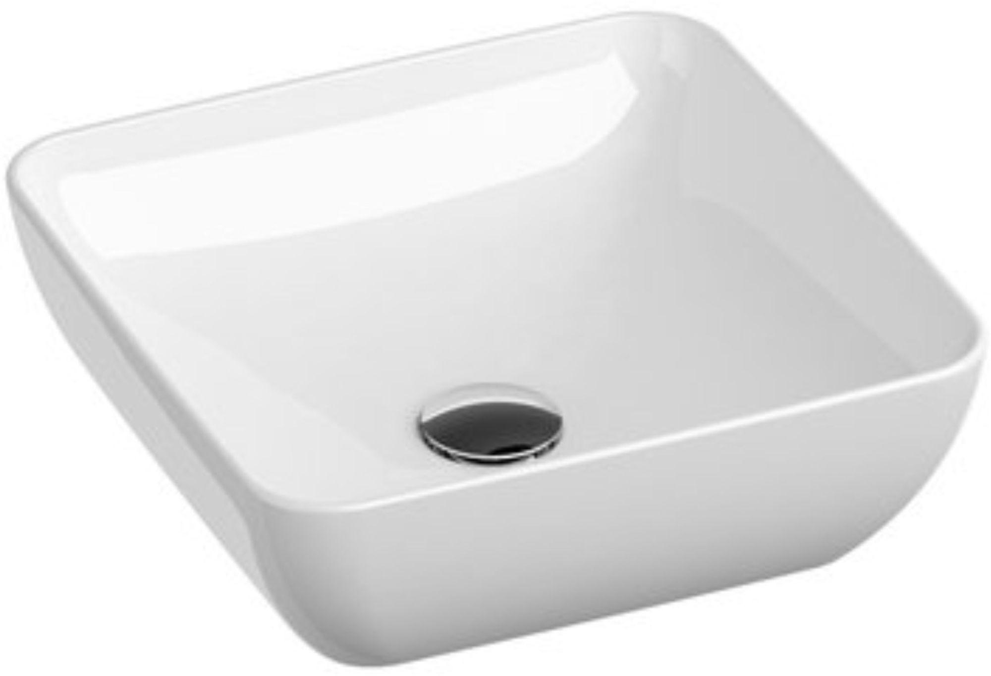 Ravak Uni lavabo 38x38 cm cuadrada sobre encimera blanco XJX01138001