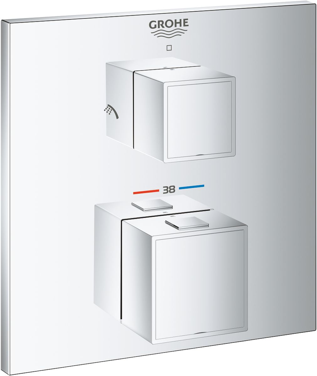 Grohe Grohtherm Cube grifo de bañera y ducha empotrado con termostato StarLight Chrome 24154000
