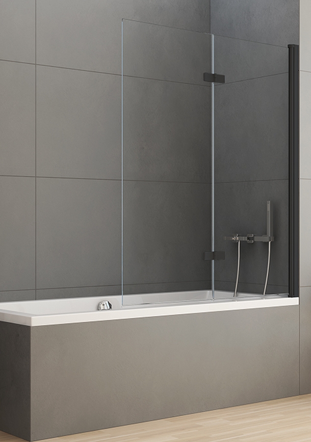 New Trendy New Soleo Black mampara de bañera 100 cm dos piezas negro mate/vidrio transparente P-0042