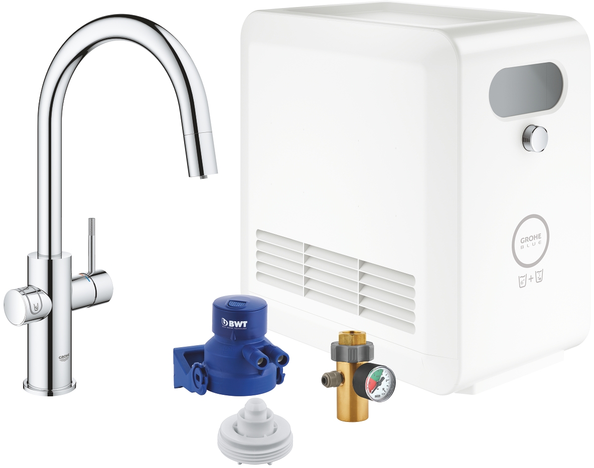 Grohe Blue kit de inicio con grifo de cocina de pie StarLight Chrome 31325002