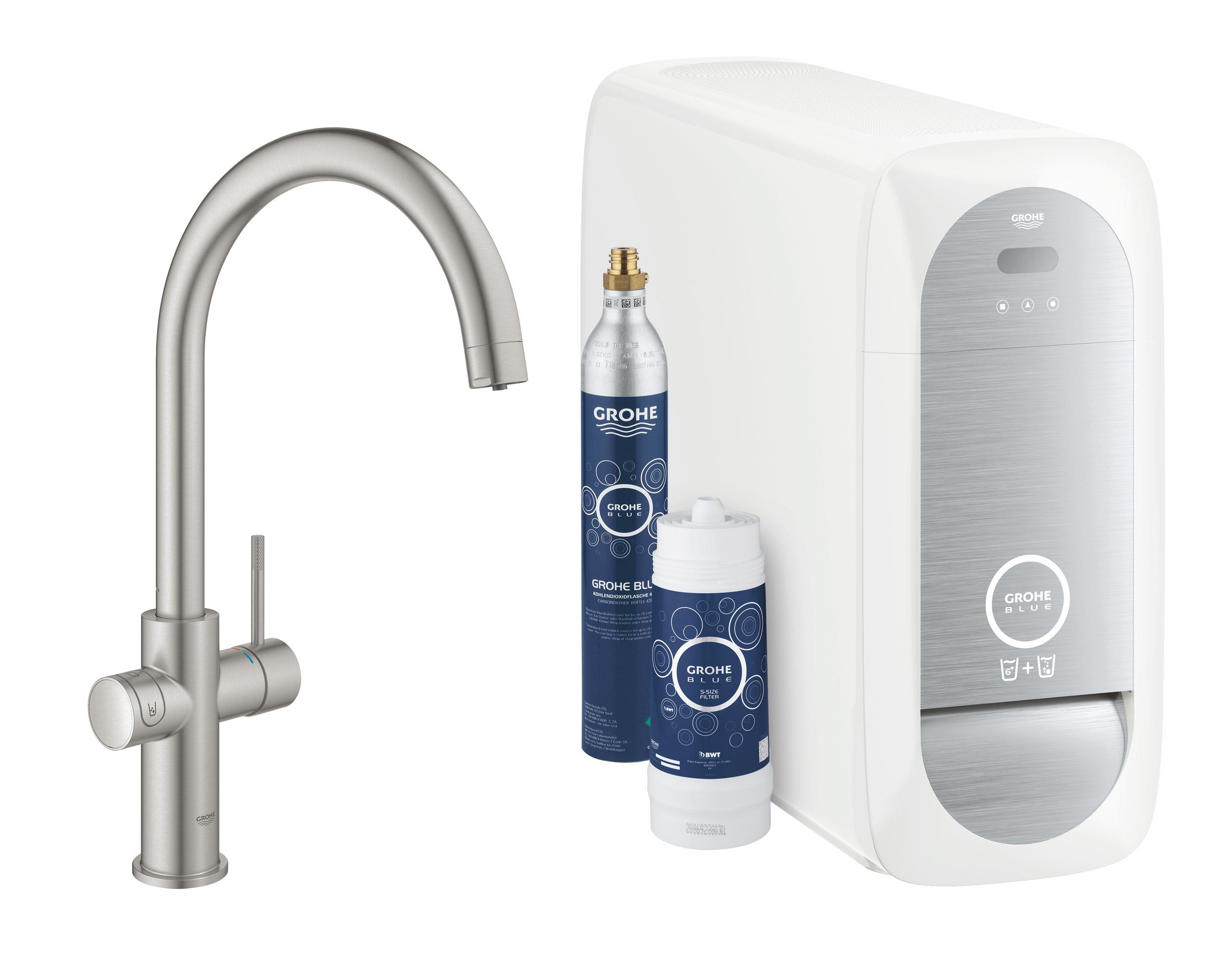 Grohe Blue grifo de cocina con filtro de pie acero inoxidable 31455DC1
