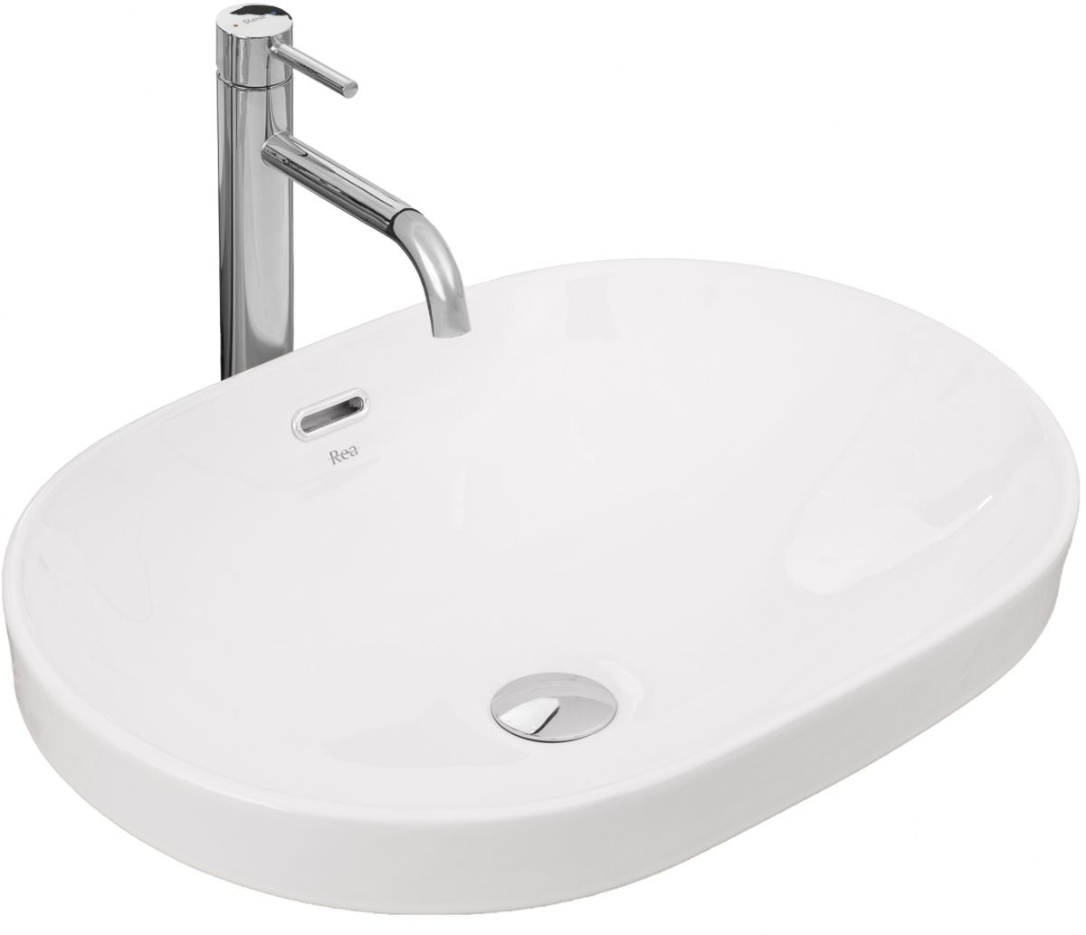 Rea Arleta lavabo 59x40.5 cm oval sobre encimera blanco REA-U8700
