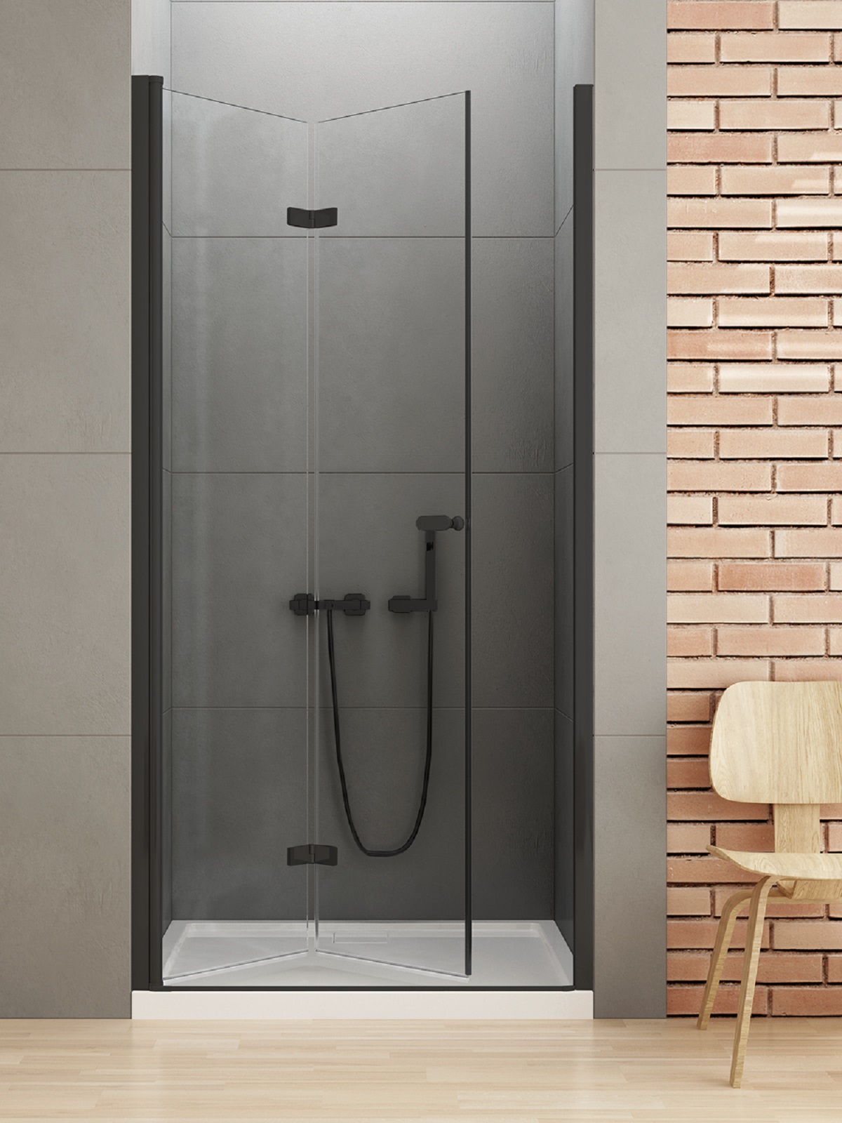New Trendy New Soleo Black puerta de ducha 80 cm plegable negro mate/vidrio transparente D-0221A