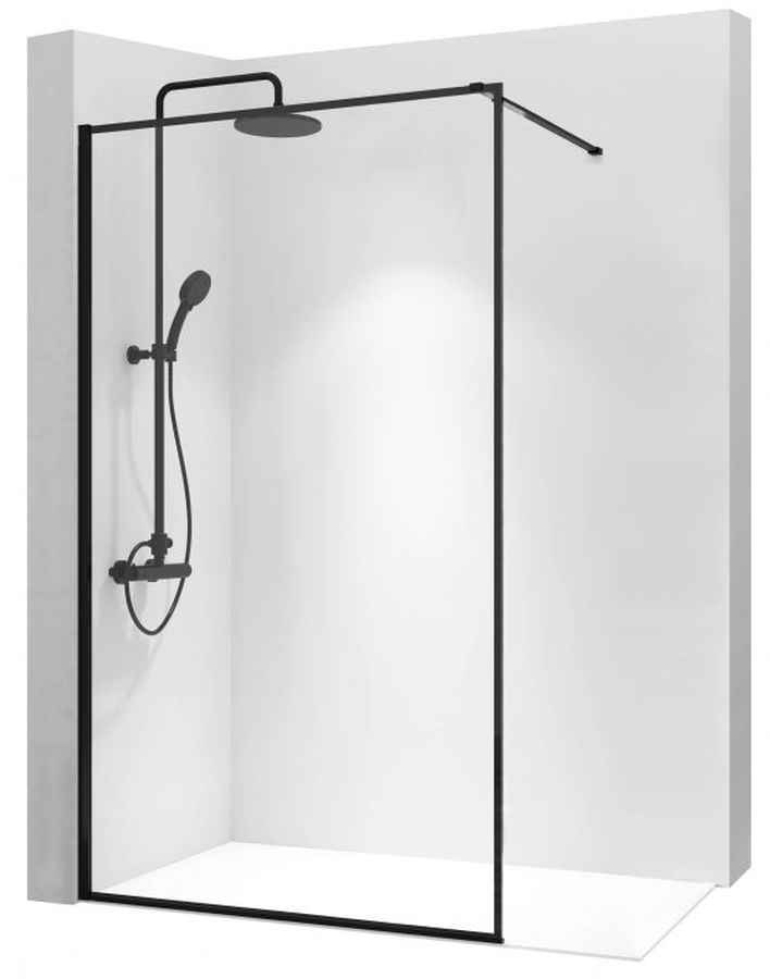 Rea Bler mampara de ducha 90 cm negro semimate/vidrio transparente REA-K7638