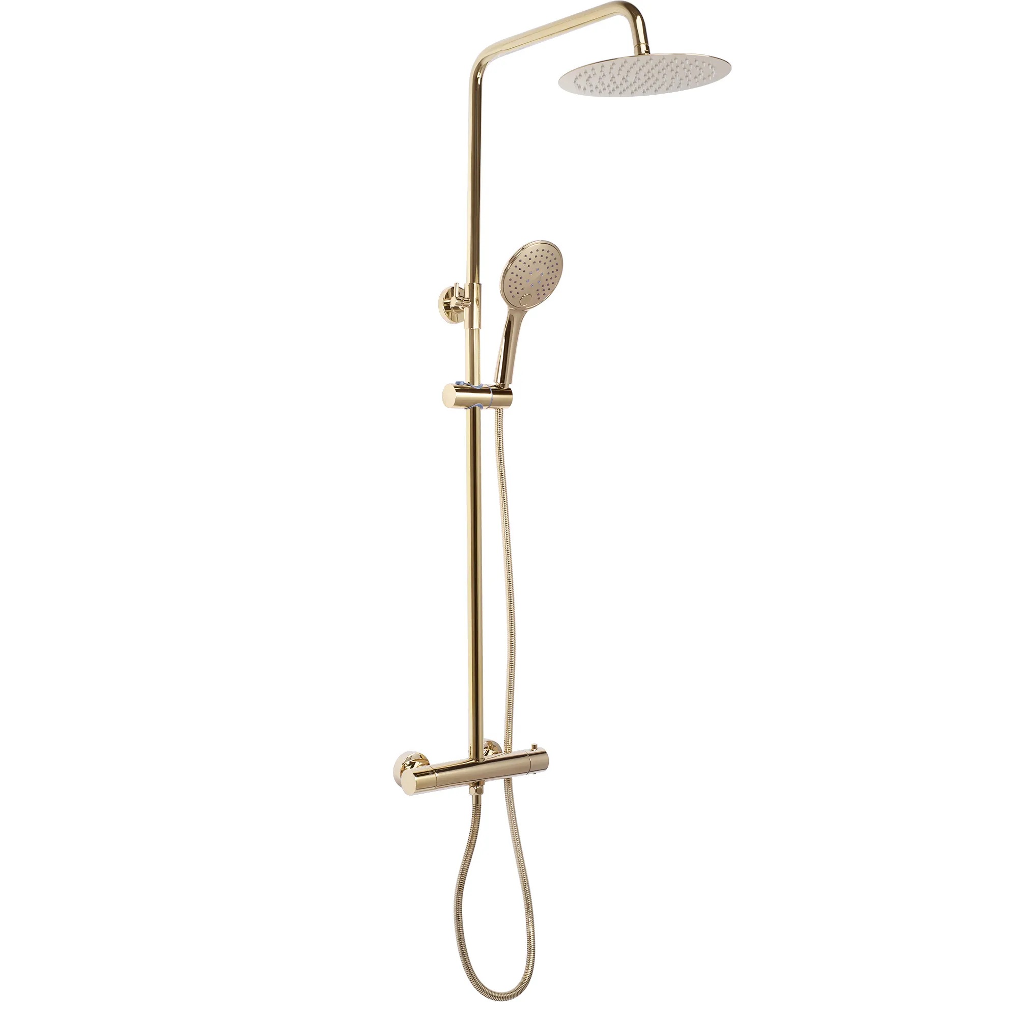 Rea Vincent conjunto de ducha a pared con termostato con rociador con efecto lluvia oro REA-P8005