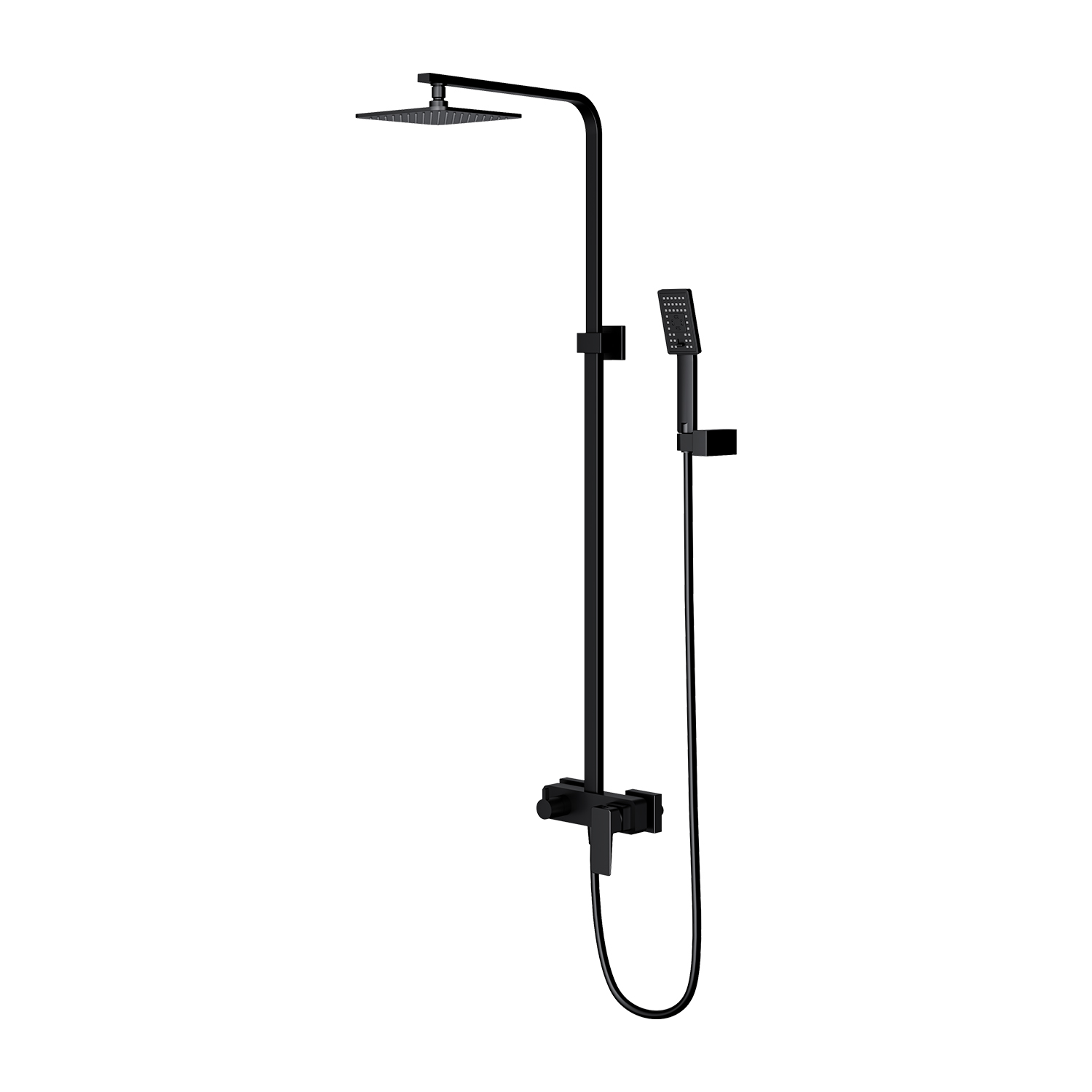 Omnires Parma conjunto de ducha a pared con rociador con efecto lluvia negro PM7444BL