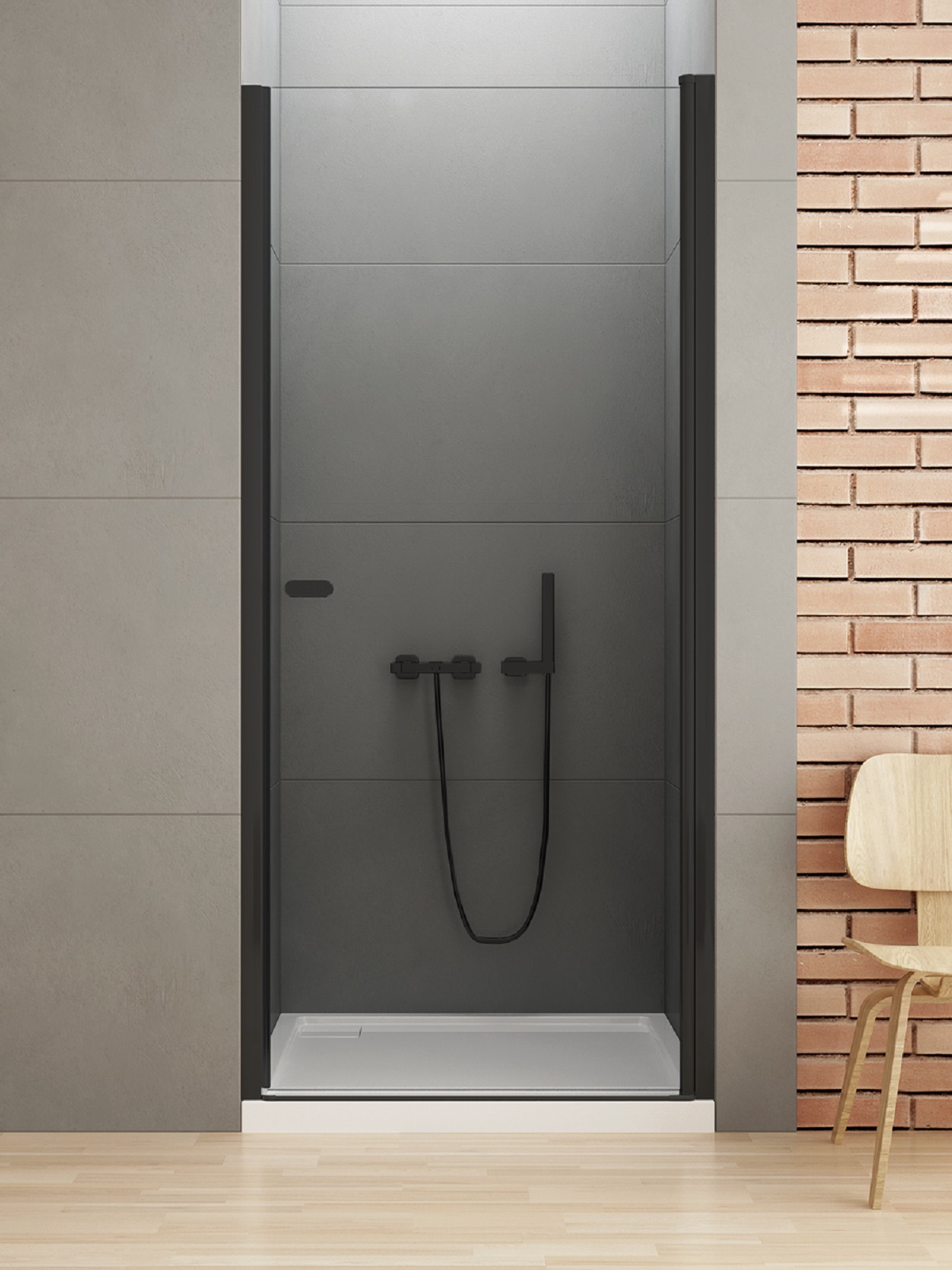 New Trendy New Soleo Black puerta de ducha 90 cm oscilante negro mate/vidrio transparente D-0211A