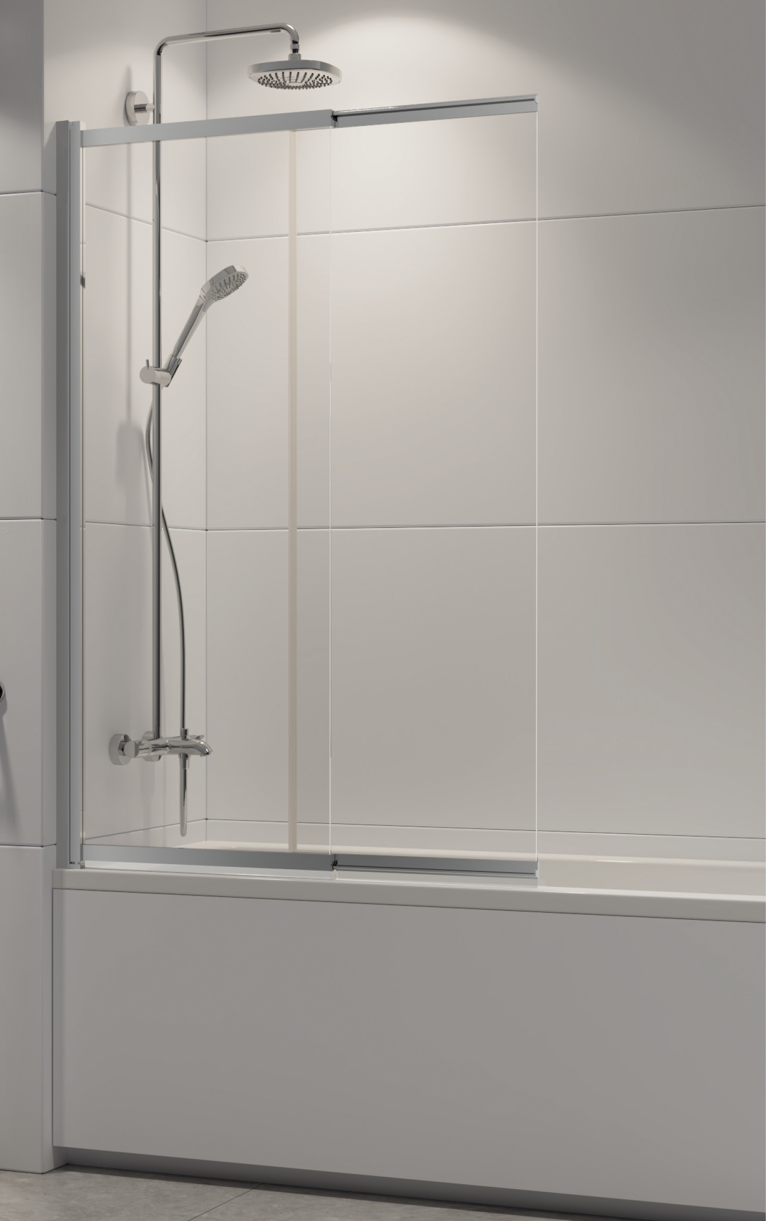 New Trendy Sensi mampara de bañera 85 cm dos piezas cromo brillo/vidrio transparente P-0037