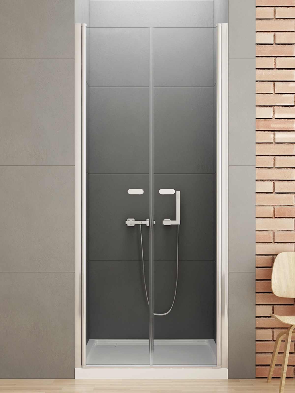 New Trendy New Soleo puerta de ducha 110 cm oscilante cromo brillante/vidrio transparente D-0127A
