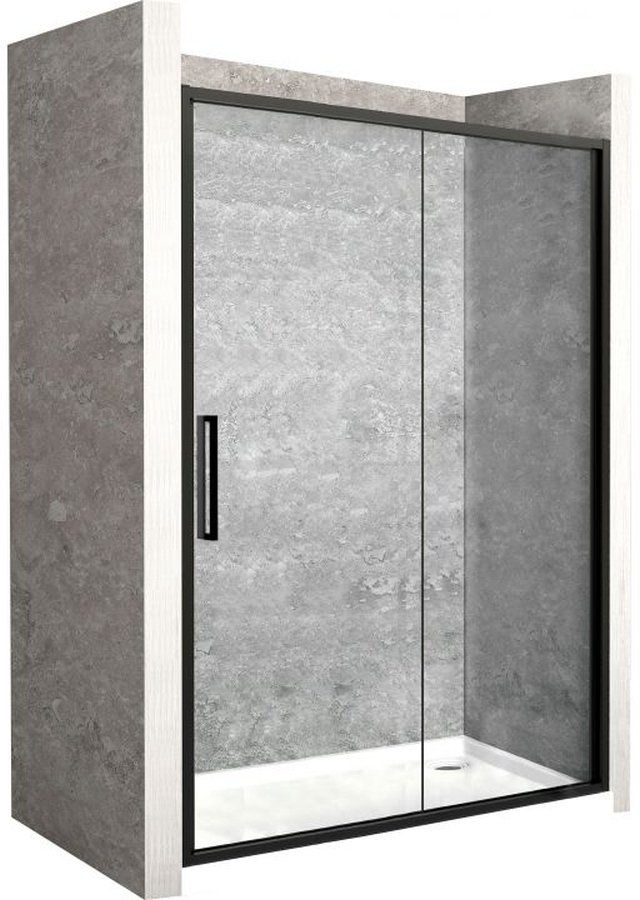 Rea Rapid Slide puerta de ducha 130 cm corredera negro semimate/vidrio transparente REA-K6403