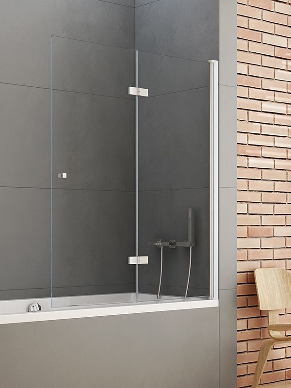 New Trendy New Soleo mampara de bañera 120 cm dos piezas cromo brillo/vidrio transparente P-0031