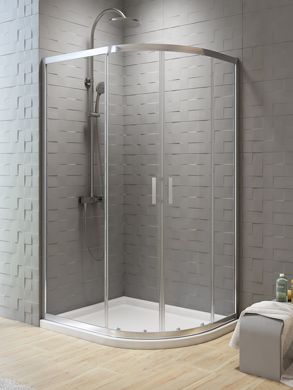 New Trendy New Varia cabina de ducha 100x80 cm semicircular cromo brillo/vidrio transparente K-0507