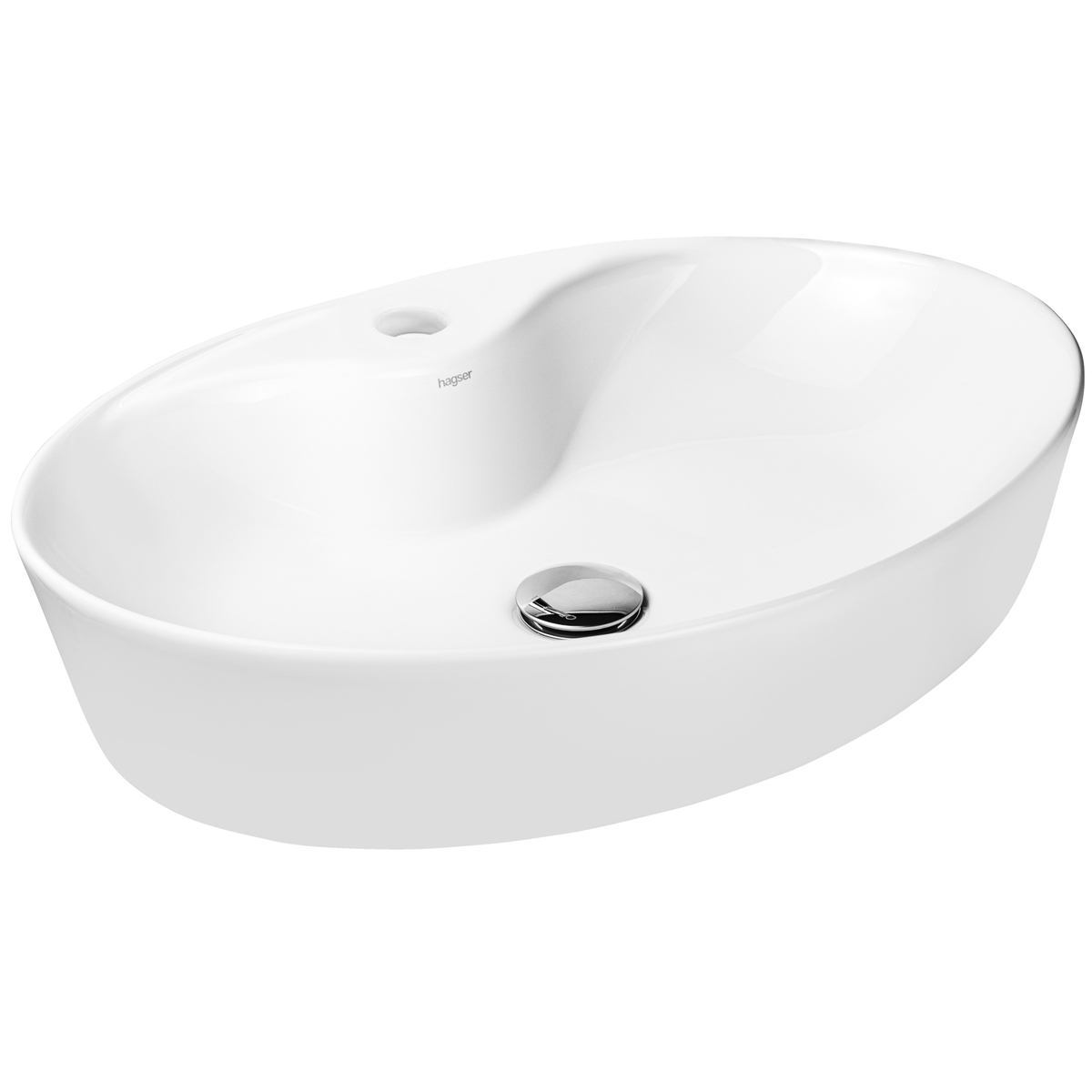 Hagser Elena lavabo 57x41 cm oval sobre encimera blanco HGR10000041