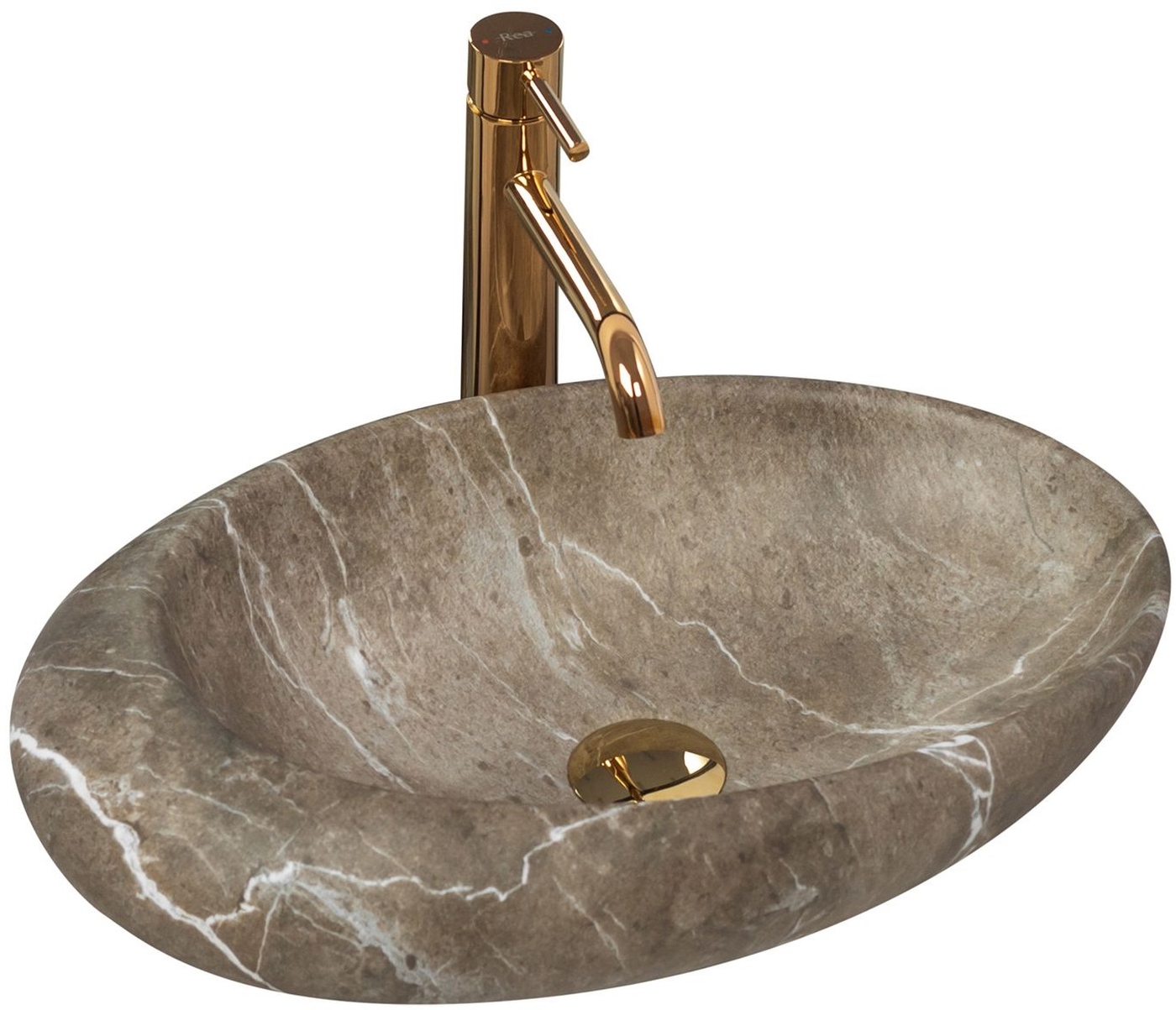 Rea Roxy lavabo 49x31 cm oval sobre encimera gris/piedra-marrón/beige REA-U6650
