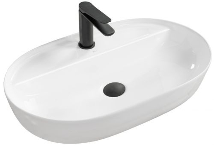Rea Aura lavabo 60.5x40.5 cm oval sobre encimera blanco REA-U7900