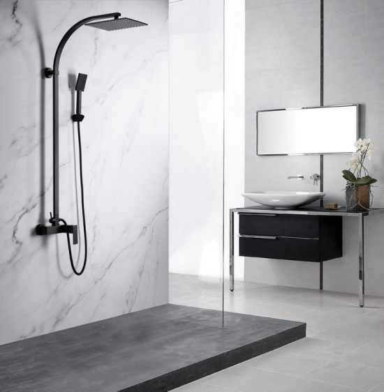 Blue Water Toronto conjunto de ducha a pared negro TOR-ZKPN.400CZARNYMAT