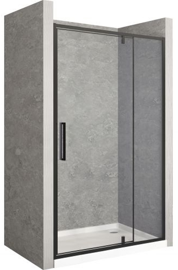 Rea Rapid Swing puerta de ducha 120 cm oscilante negro semimate/vidrio transparente REA-K6413