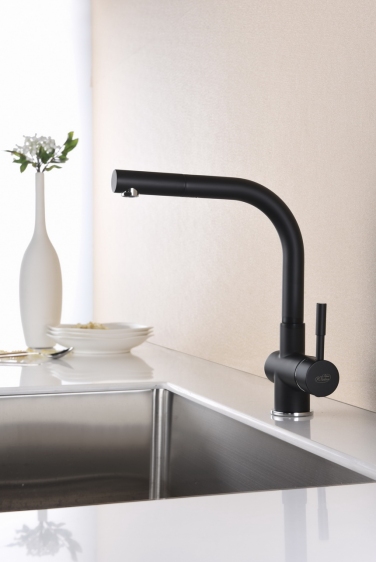 Blue Water Lira grifo de cocina de pie negro 5901730615647