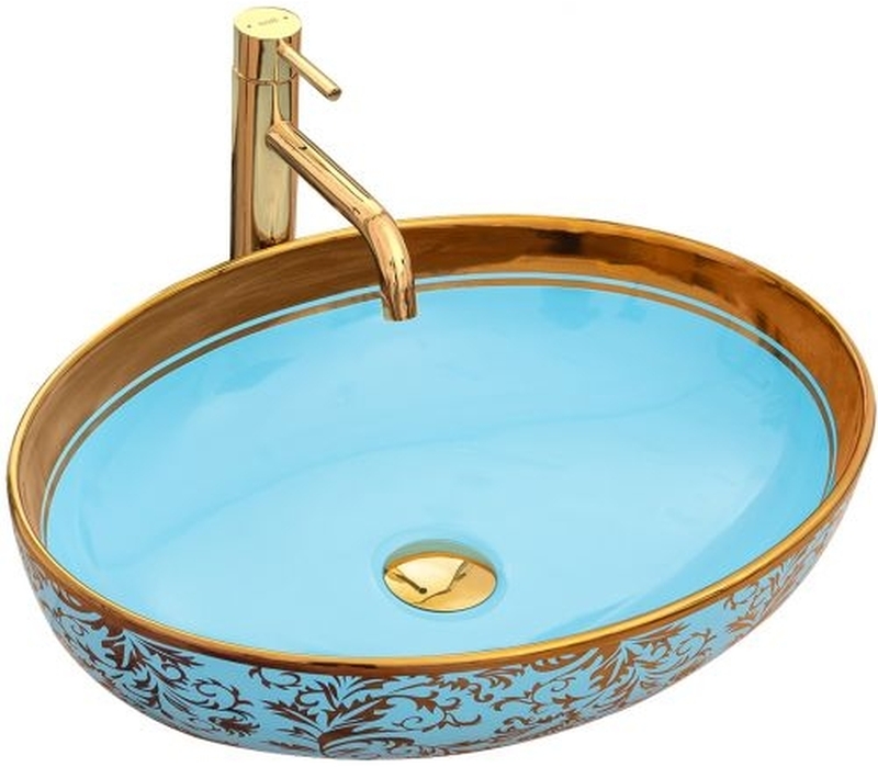 Rea Margot lavabo 52x40 cm oval sobre encimera oro-azul REA-U8709