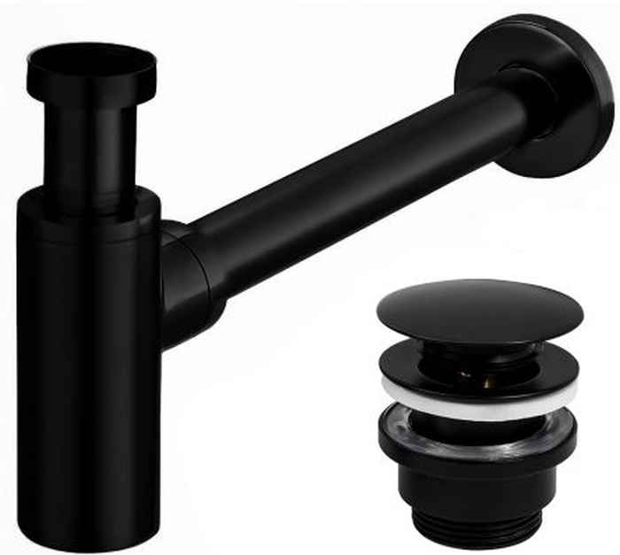 Rea sifón de lavabo botella negro REA-A5215