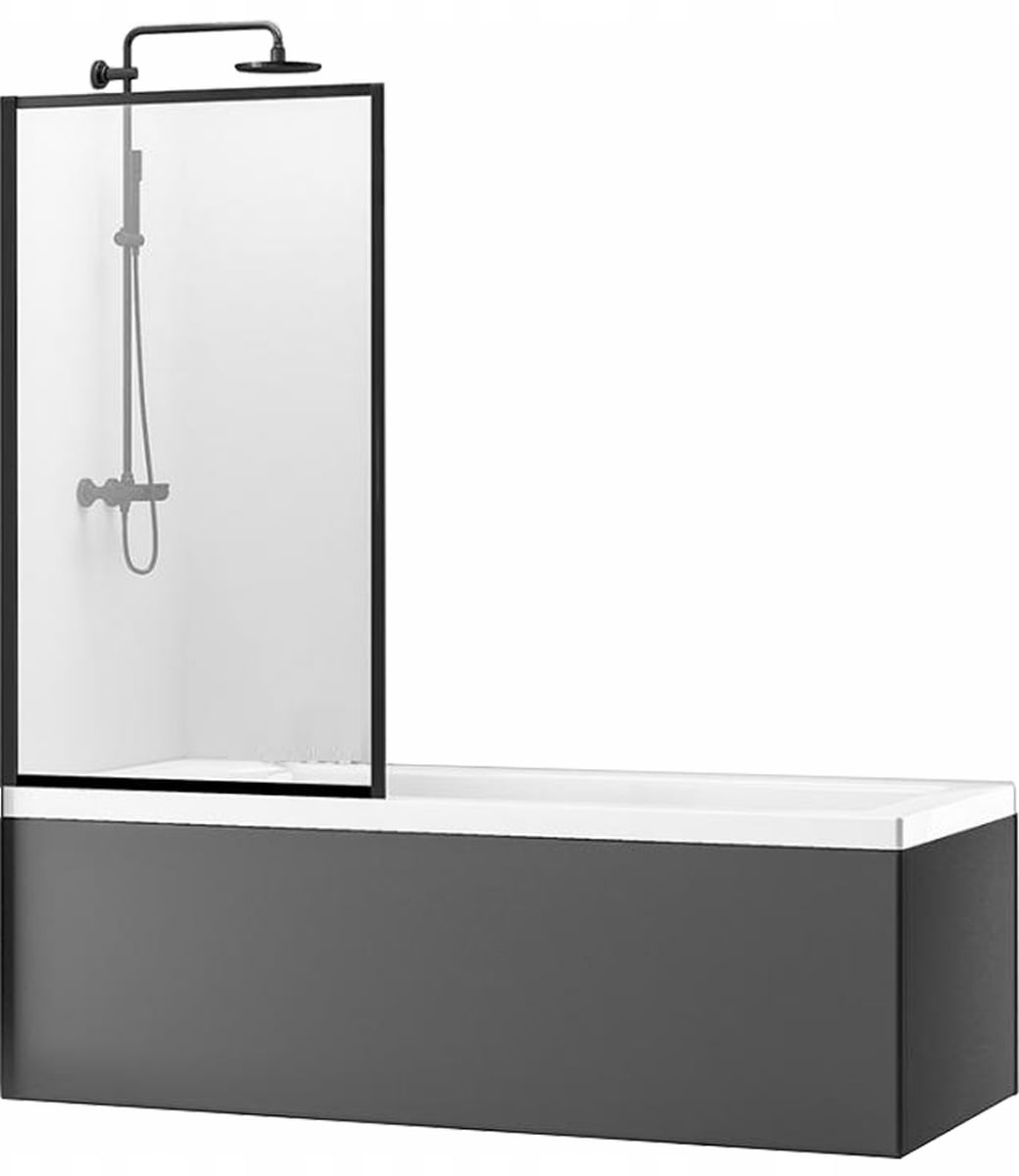 Rea Lagos parawan nawannowy 70 cm 1-częściowy czarny mat/szkło przezroczyste REA-K7632
