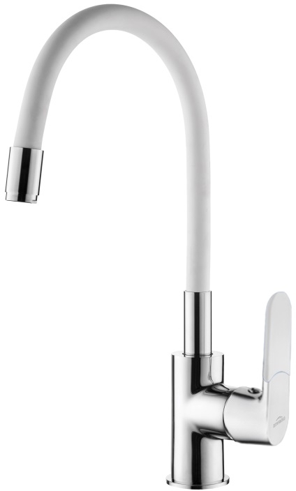 Invena Joga grifo de cocina de pie cromo-blanco BZ-32-L02