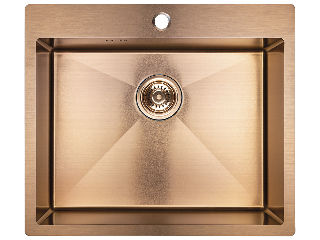 Laveo Marmara fregadero de acero 59x51 cm oro rosa SAM 810T