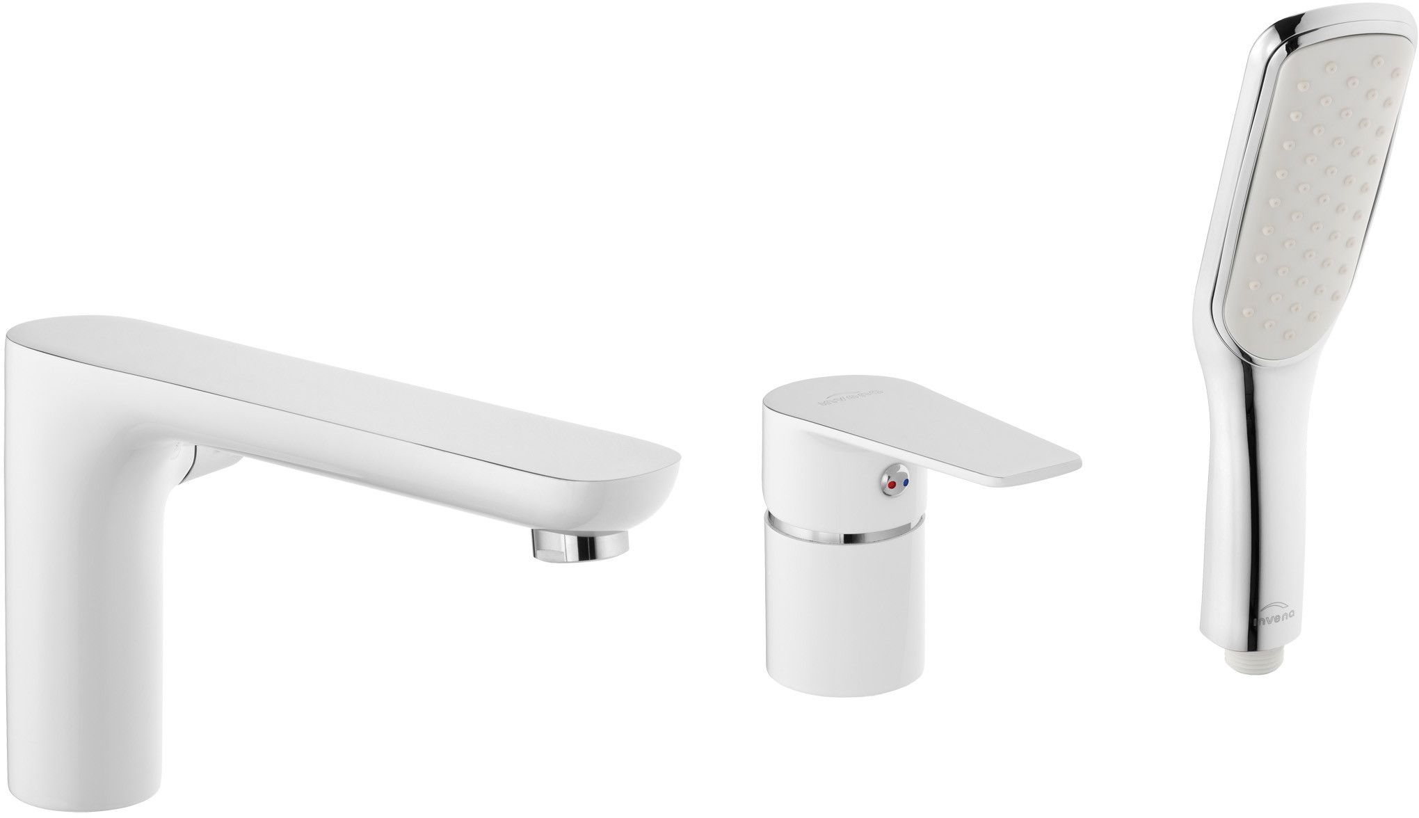 Invena Dokos grifo de bañera y ducha en bañera cromo-blanco BW-19-S02