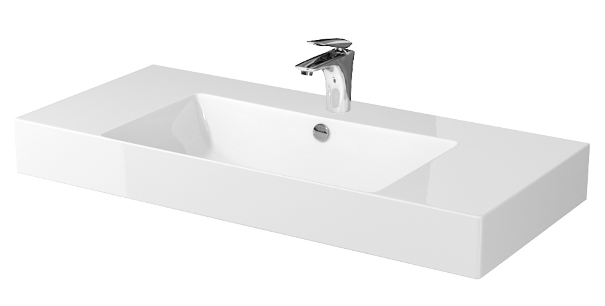 Cersanit Inverto lavabo 100x45 cm rectangular para mueble-sobre encimera blanco brillante K671-007