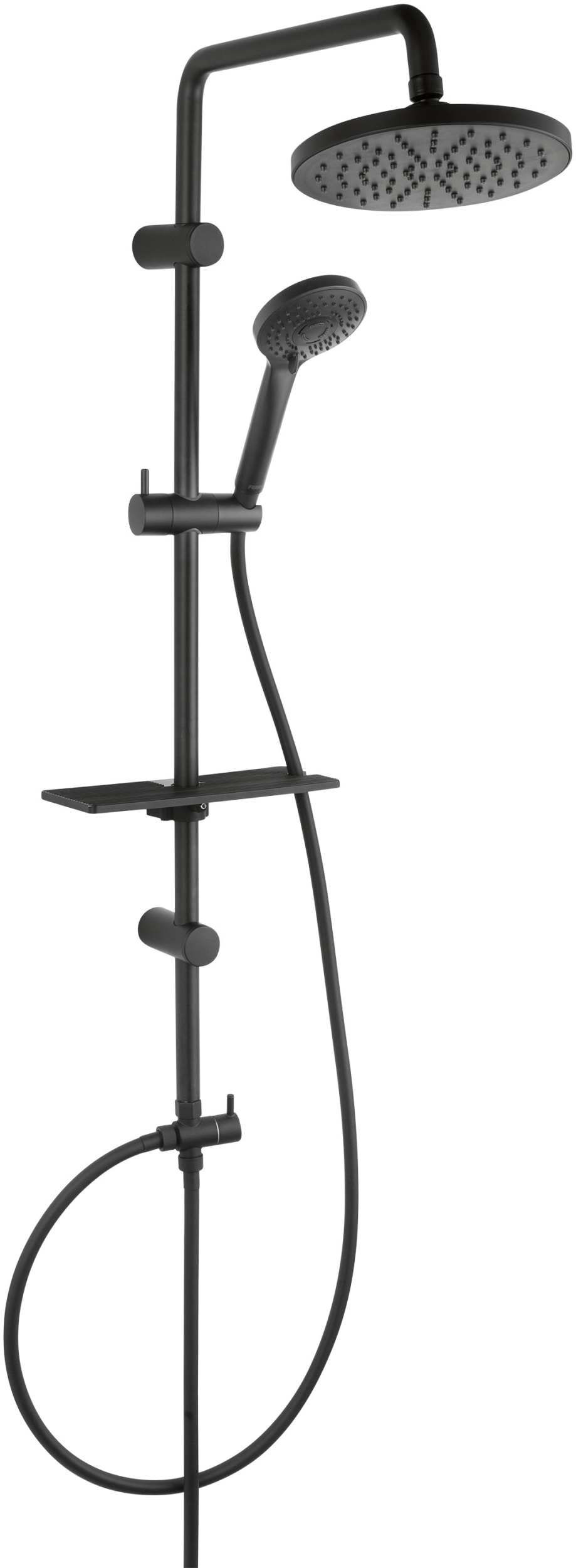 Ferro Rondo Lux conjunto de ducha a pared con rociador con efecto lluvia negro NP23-BL