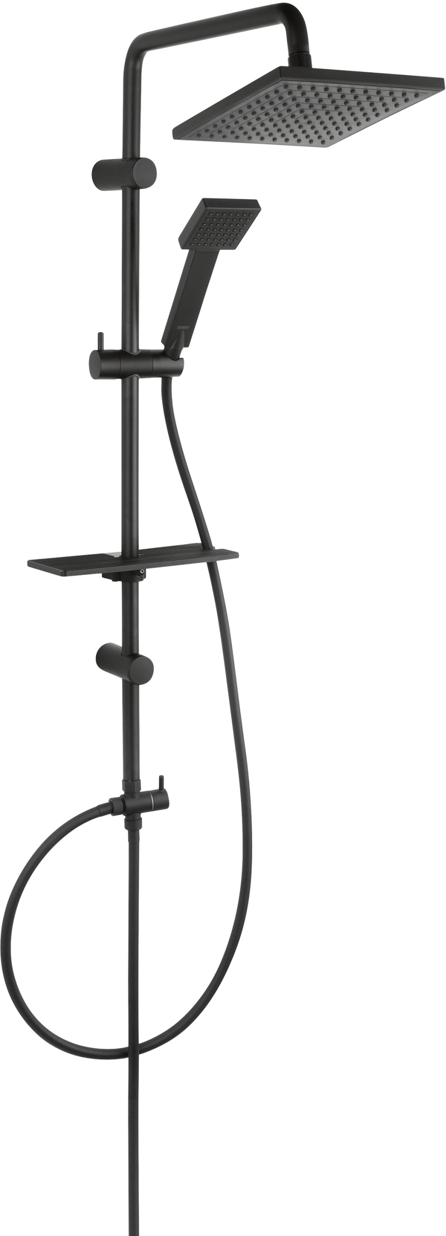 Ferro Squerto Lux conjunto de ducha a pared con rociador con efecto lluvia negro NP24-BL