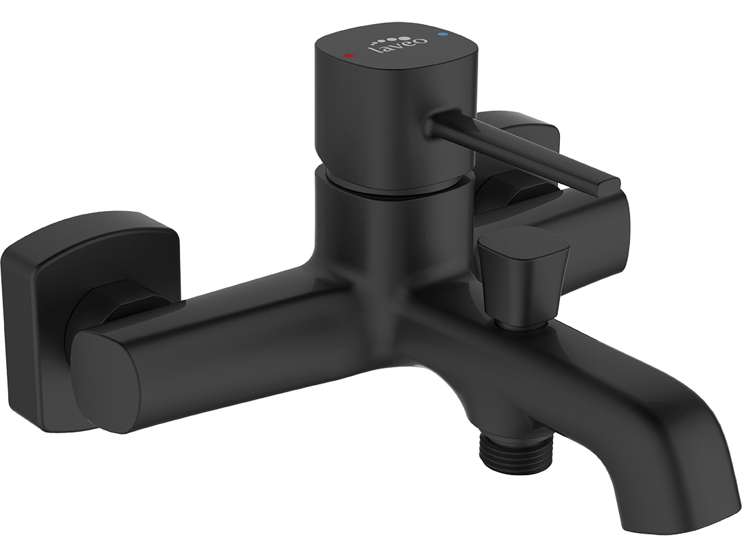 Laveo Pola grifo de bañera y ducha a pared negro BAP710D