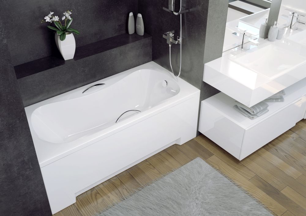 Conjunto bañera rectangular Besco Aria #WAA-170-PA, carcasa para bañera Besco #OAP-170-UNI