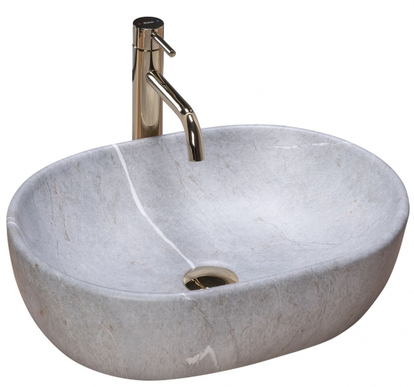 Rea Lara lavabo 48.5x35 cm oval sobre encimera gris/piedra REA-U9889