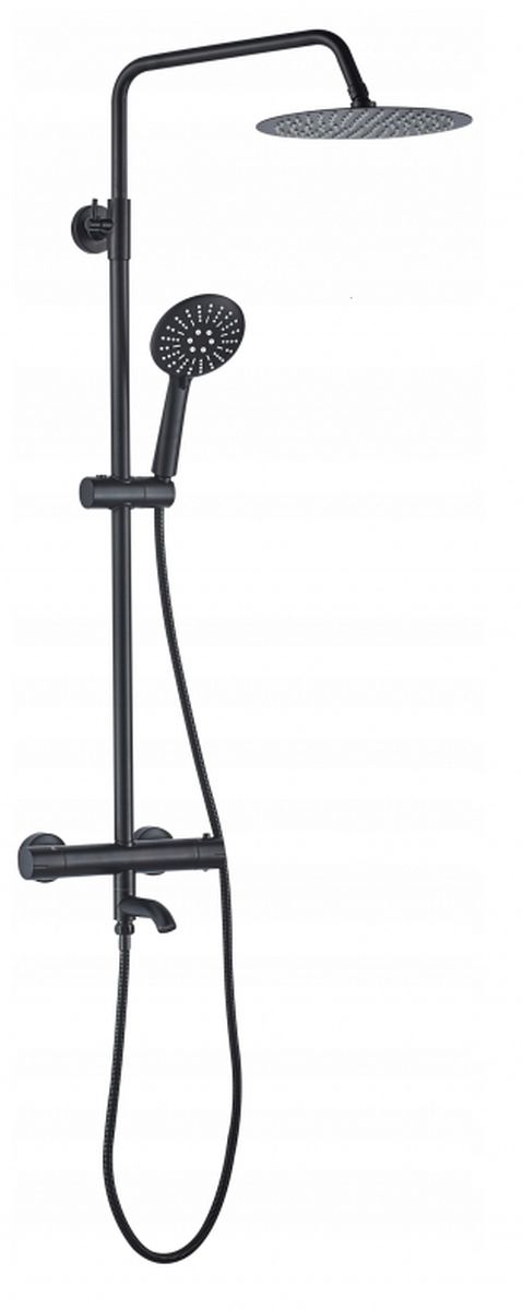 Rea Lungo conjunto bañera/ducha a pared con termostato negro REA-P4113