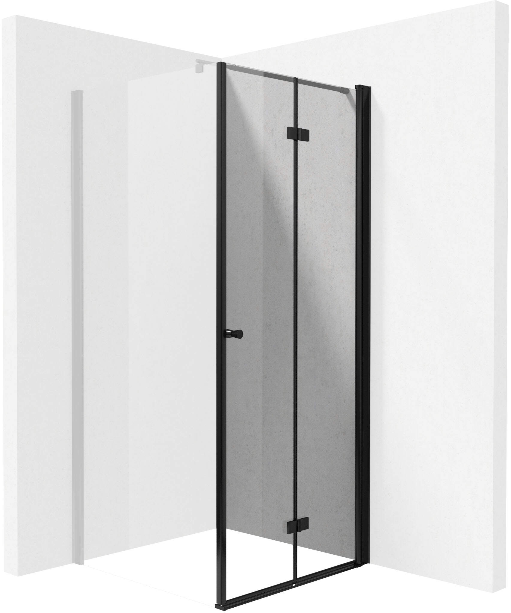 Deante Kerria Plus puerta de ducha 80 cm plegable negro mate/vidrio transparente KTSXN42P