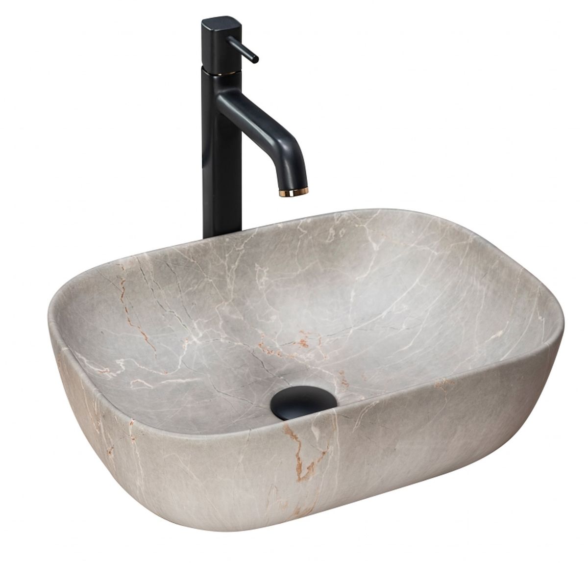 Rea Livia lavabo 46.5x33.5 cm rectangular sobre encimera gris/piedra REA-U3802