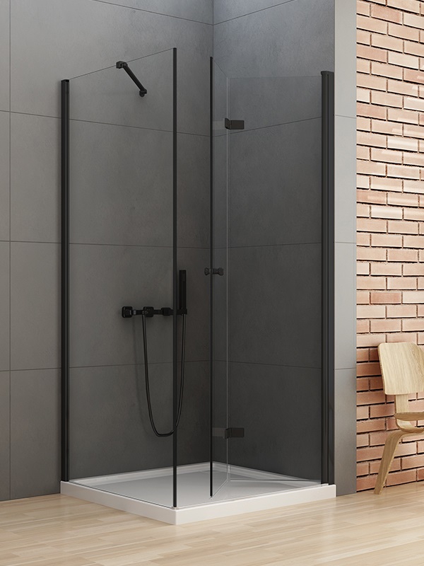 New Trendy New Soleo Black cabina de ducha 90x90 cm cuadrada negro mate/vidrio transparente D-0239A/D-0115B