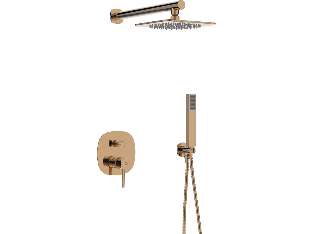 Laveo Pola conjunto de ducha empotrado con rociador con efecto lluvia oro BAP801P