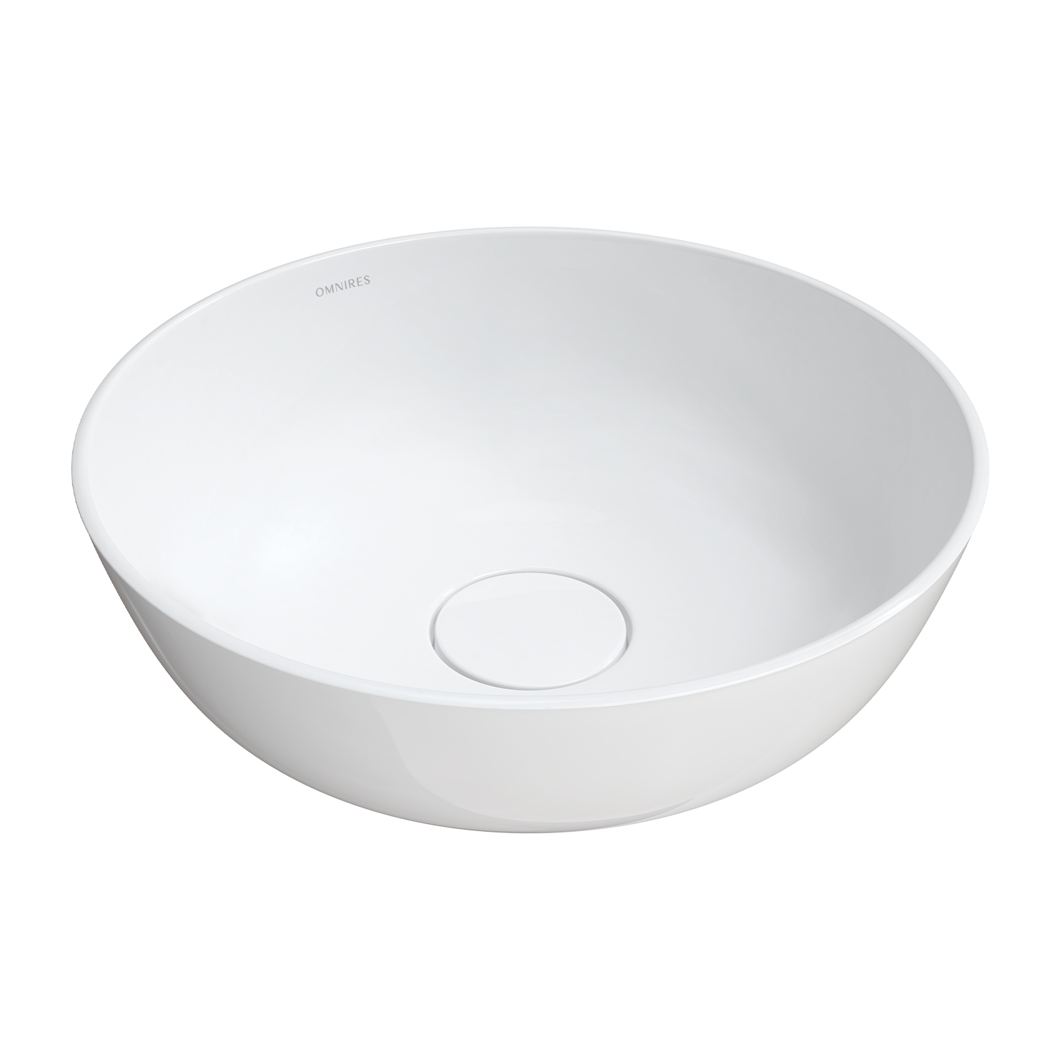 Omnires Silk M+ lavabo 40x40 cm circular sobre encimera blanco SILKR400BM