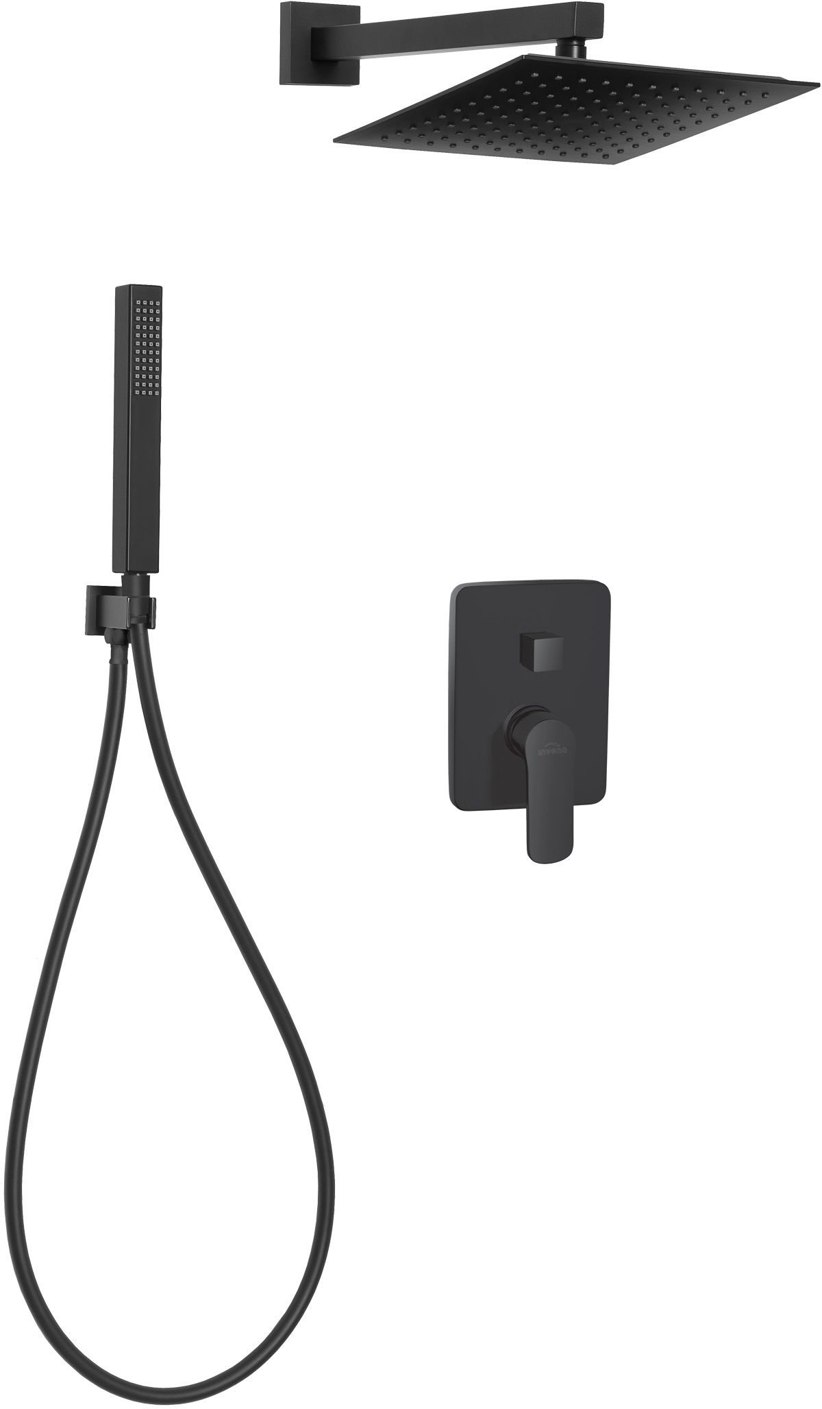 Invena Siros conjunto de ducha empotrado con rociador con efecto lluvia negro BS-90-010