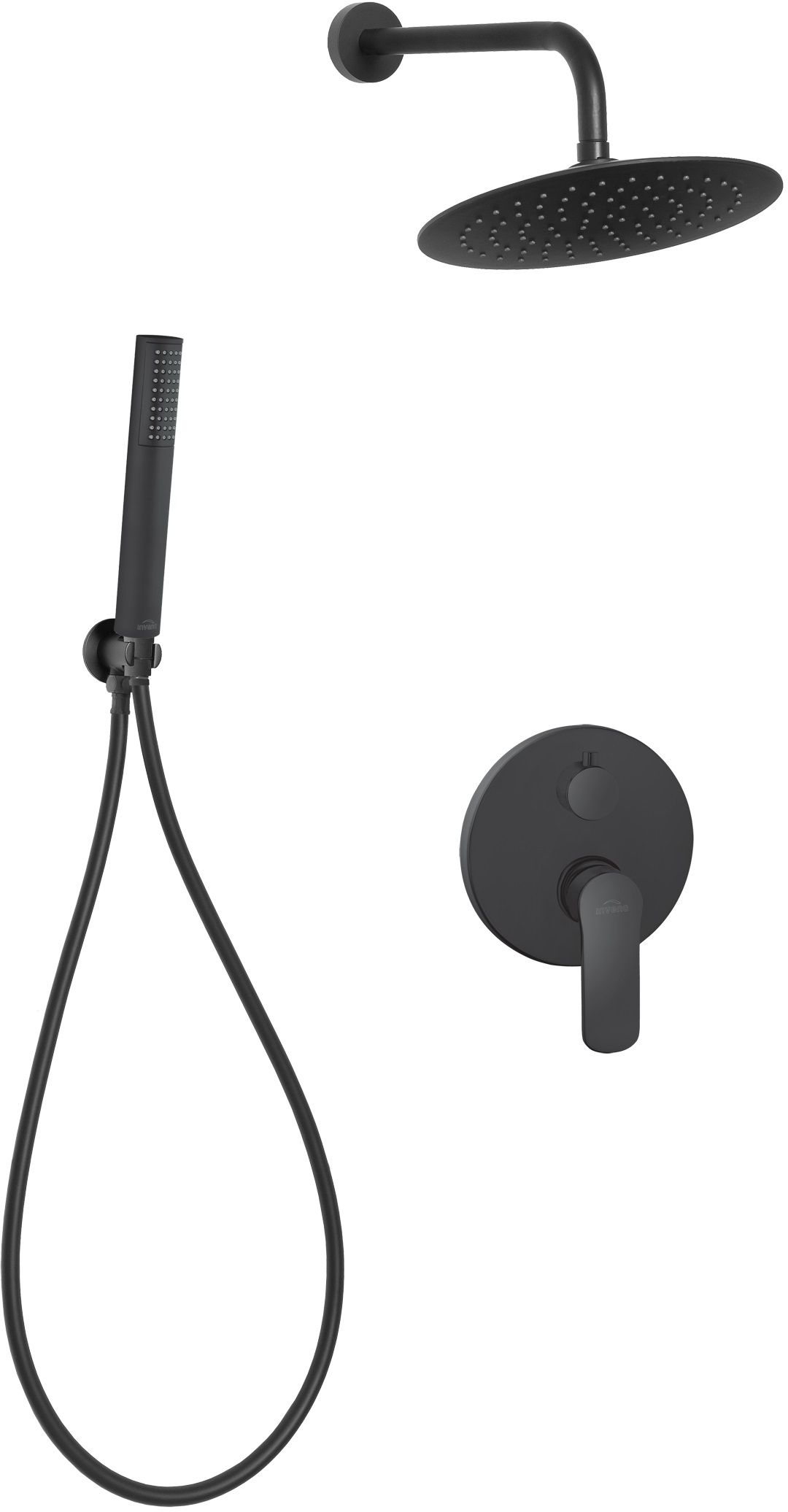 Invena Siros conjunto de ducha empotrado con rociador con efecto lluvia negro BS-90-012