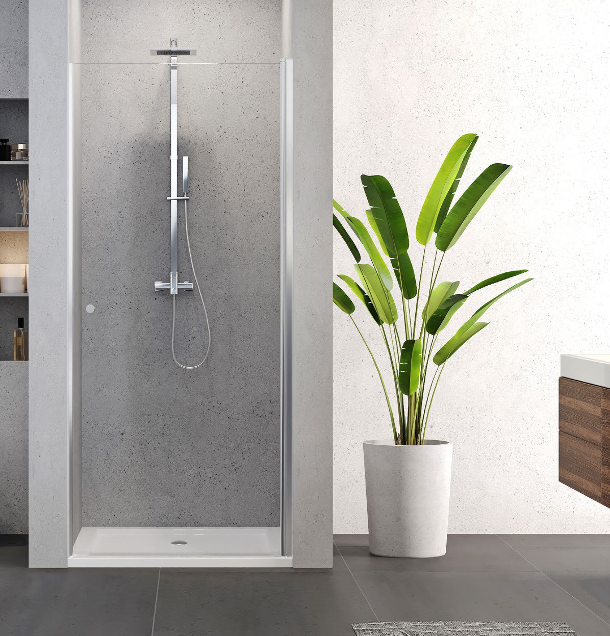 New Trendy Superia puerta de ducha 90 cm oscilante cromo brillante/vidrio transparente D-0331A