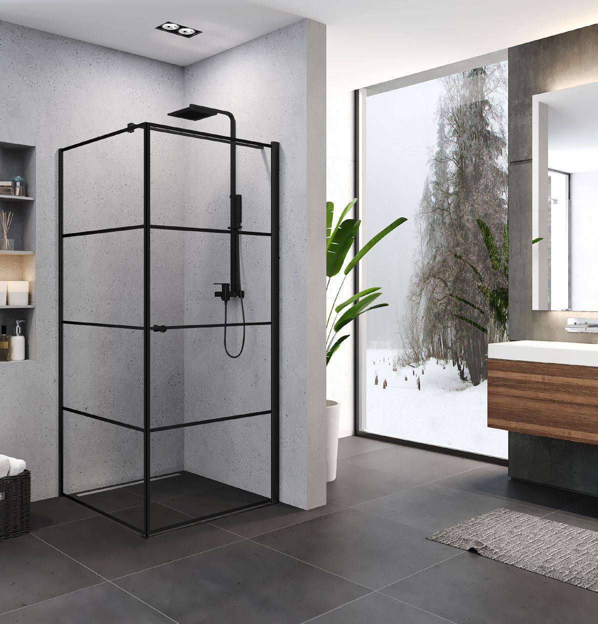 New Trendy Superia Black cabina de ducha 90x90 cm cuadrada negro mate/vidrio con patrón K-0596