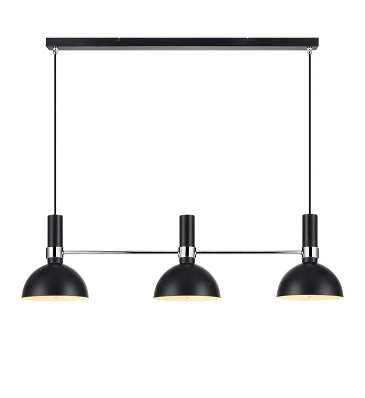 Markslöjd Larry lámpara colgante 3x60 W negro-cromo 106855