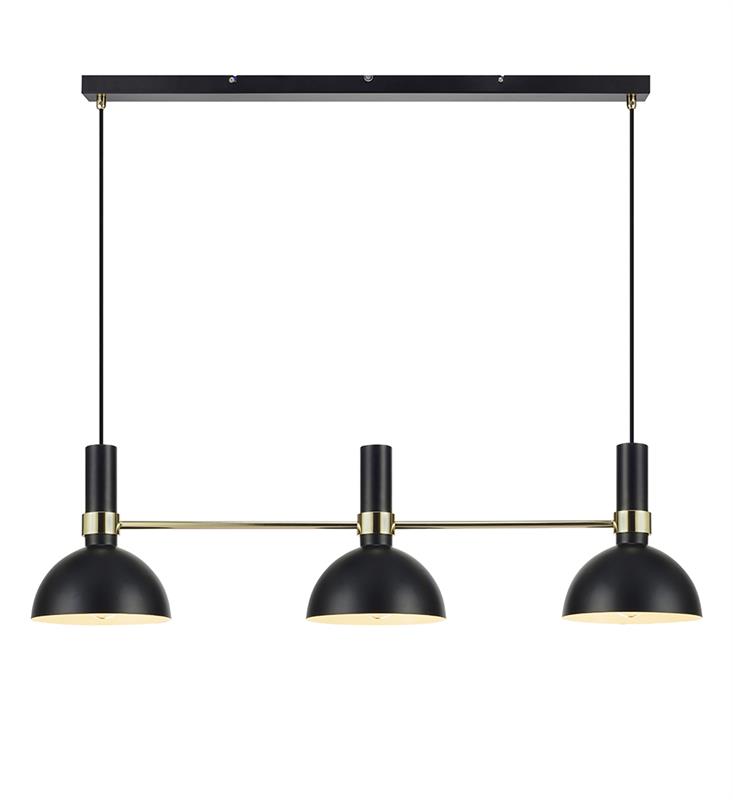 Markslöjd Larry lámpara colgante 3x60 W negro-oro 106971