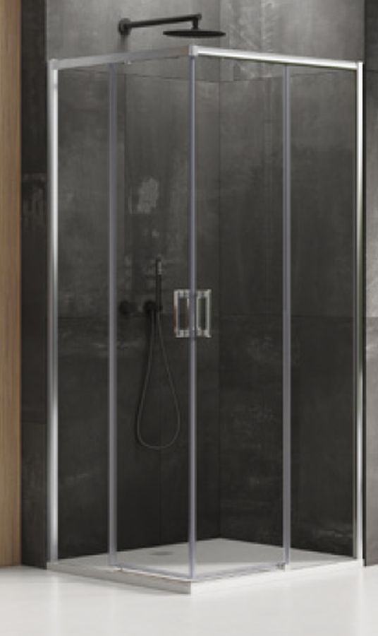 New Trendy Prime cabina de ducha 90x80 cm rectangular cromo brillo/vidrio transparente D-0296A/D-0295A